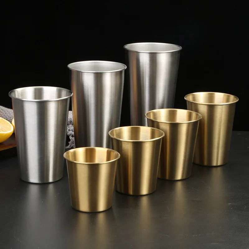 200-500ml 304 Stainless Steel Metal Cup Whisky Beer Cups White Wine Coffee Tumbler Travel Camping Mugs Drinking Coffee Tea Mug