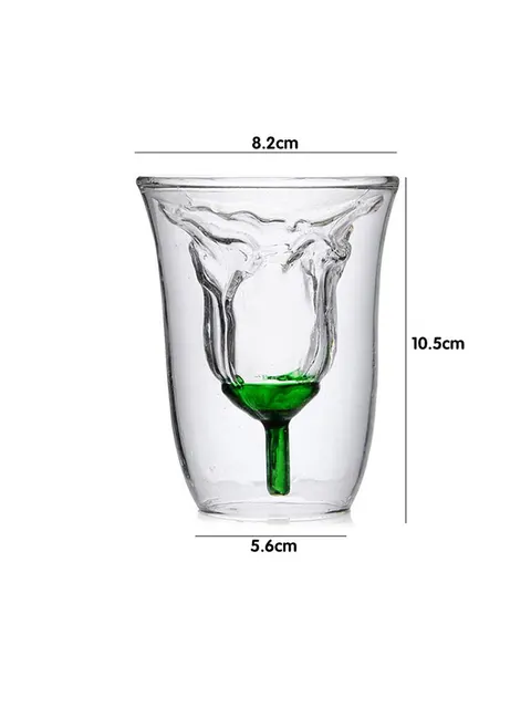 High Borosilicate Double-Wall Glass Wine Beer Cup Flower Shaped Rose Whiskey Glass Cups Drinking Mug