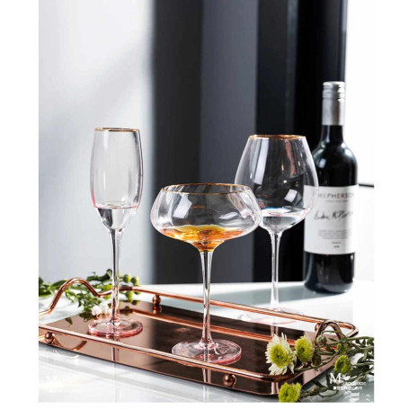 Luxury Pink Wine Glass Ice Cream Beer Whisky Cup Cocktail Champagne Glass Home Kitchen Goblet Golden Edge Crystal Glass Wine Set