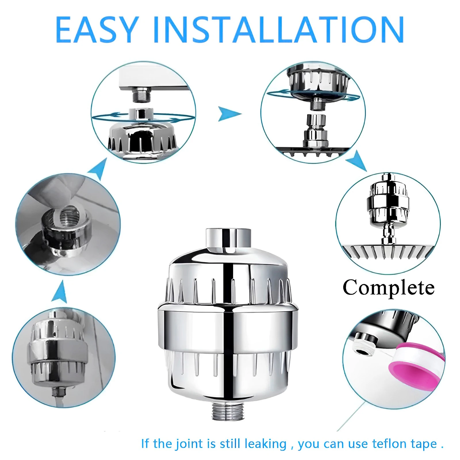 Shower Head Hard Water Filter with 2 Replaceable Cartridges Bath Room Faucet Replacement Parts