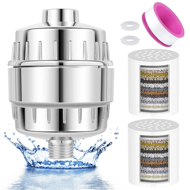 Shower Head Hard Water Filter with 2 Replaceable Cartridges Bath Room Faucet Replacement Parts
