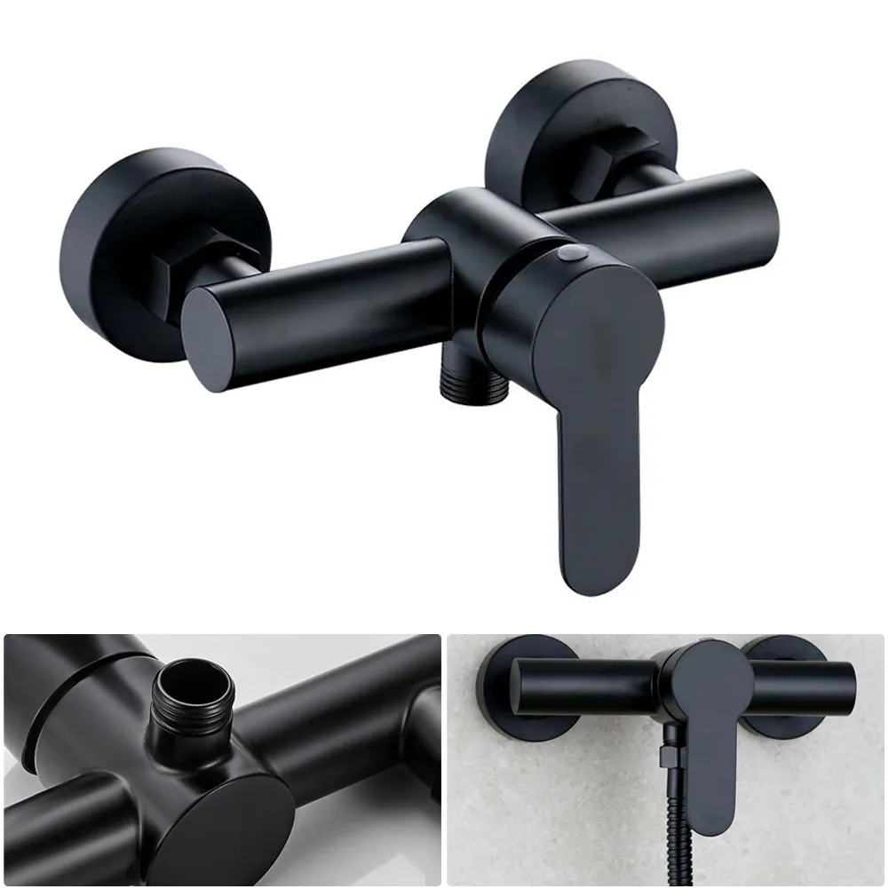 304 Stainless Steel Bathroom Shower Faucets Triple Bathtub Faucet Wall Mounted Hot and Cold Water Mixer Valve Nozzle Tap G1/2in
