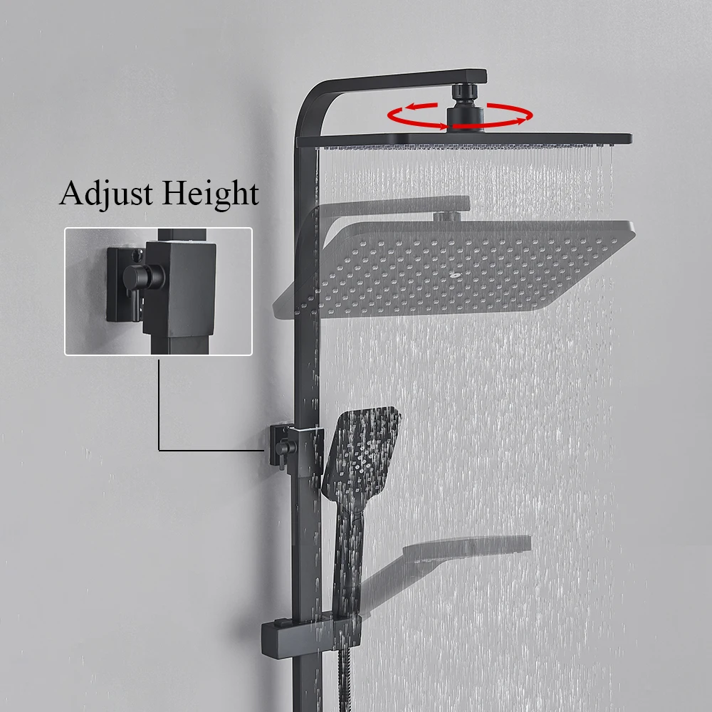 Thermostatic Digital Dislpay Shower Faucet with Biedt Sprayer Rainfall Headshower Wall Mount Cold Hot Water Mixer Shower System