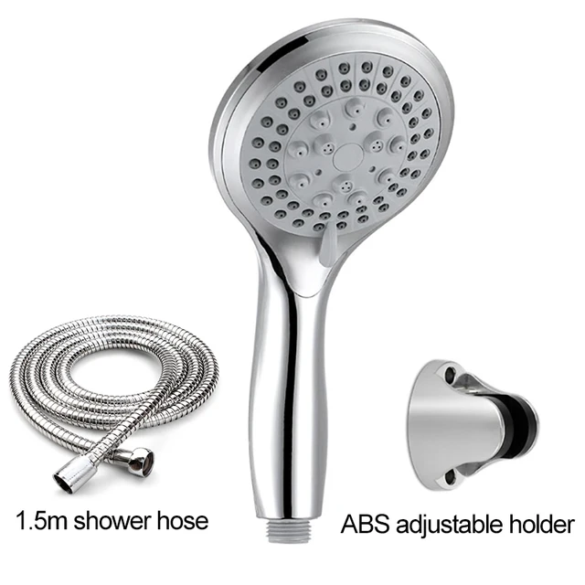 High Pressure Round Rain Shower Head with Hose Holder For Bathroom 5 Function Adjustable Water saving shower sets