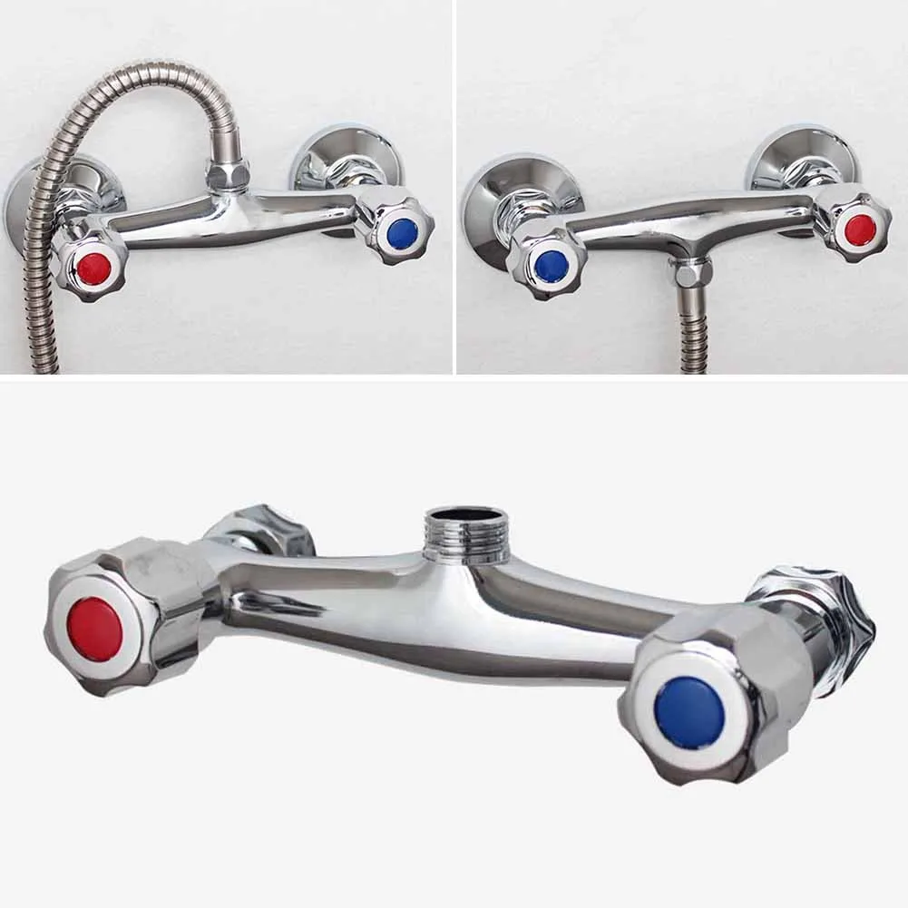 Bar Brass Valve Chrome Bathroom Shower Mixer Tap Valve Copper Hot And Cold Water Double-control Twin Outlet Faucet Accessories