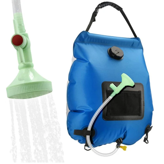 Solar Heating Shower Bag with On-Off Switchable Shower Head Removable Water Bags for Outdoor Camping and Hiking, 5 gallons/20L