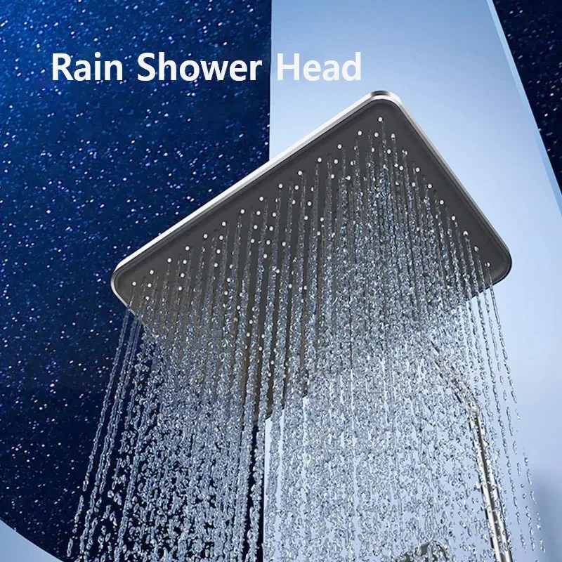 LED Bathroom Shower System Suit Bathtub Rain Digital  Showers Set Grey White Matte Grey Thermostatic Full Shower Faucet Bath Set