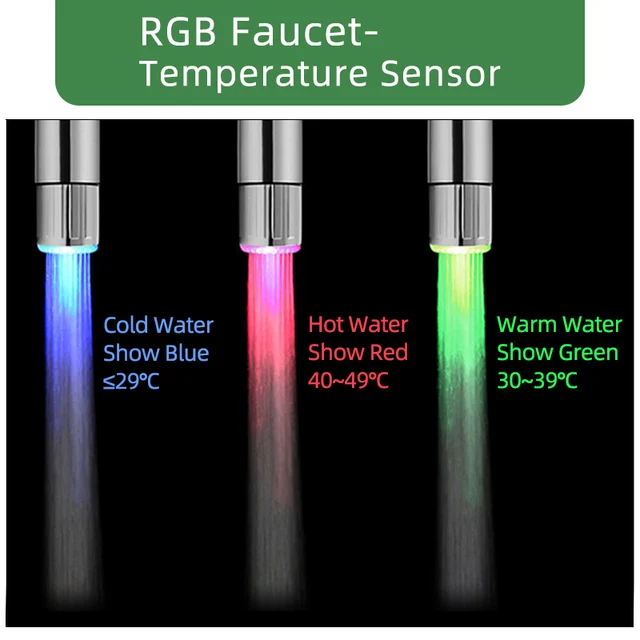 Hydroelectric Temperature Sensor LED Light Faucet Hand Shower Head Accessories Pipe Hose Tap Nozzle Bathroom