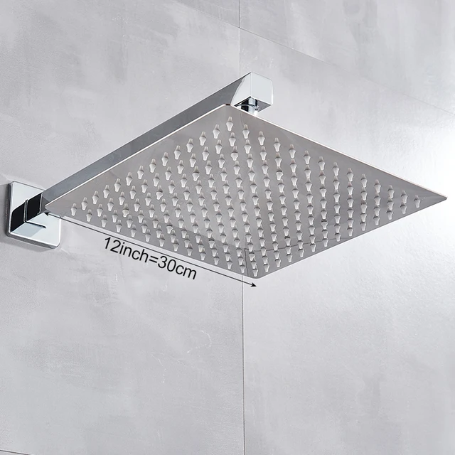 Bathroom Faucet Shower Head  Polished Stainless Steel 8/10/12 inch Rainfall Ultrathin Square Tap Accessories Wall Mounted