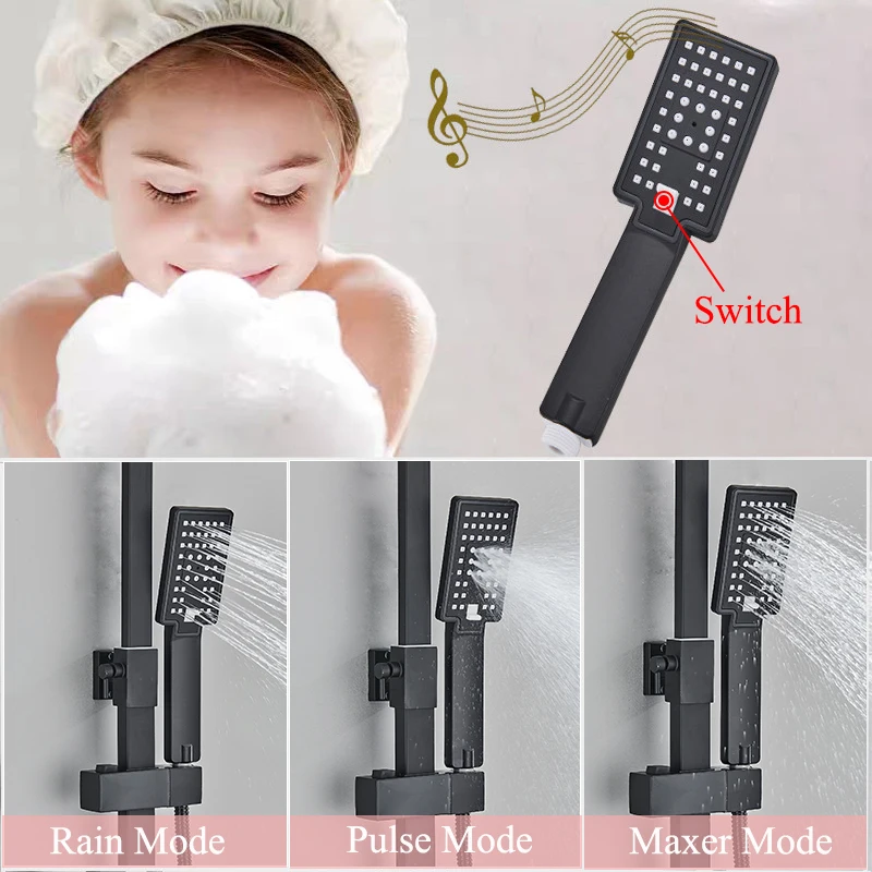 Bathroom Shower Faucet Set Stainless Steel Mixer Waterfall Outlet Bathtub Crane Tap Set System