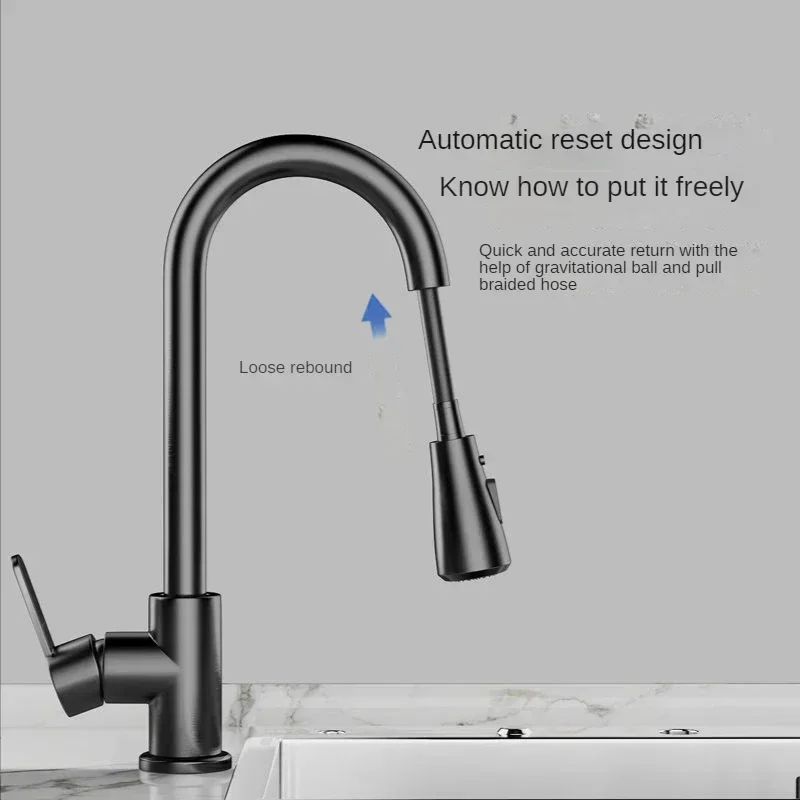 Pull kitchen faucet cold and hot water dual purpose splash proof faucet fast heating household wash basin faucet