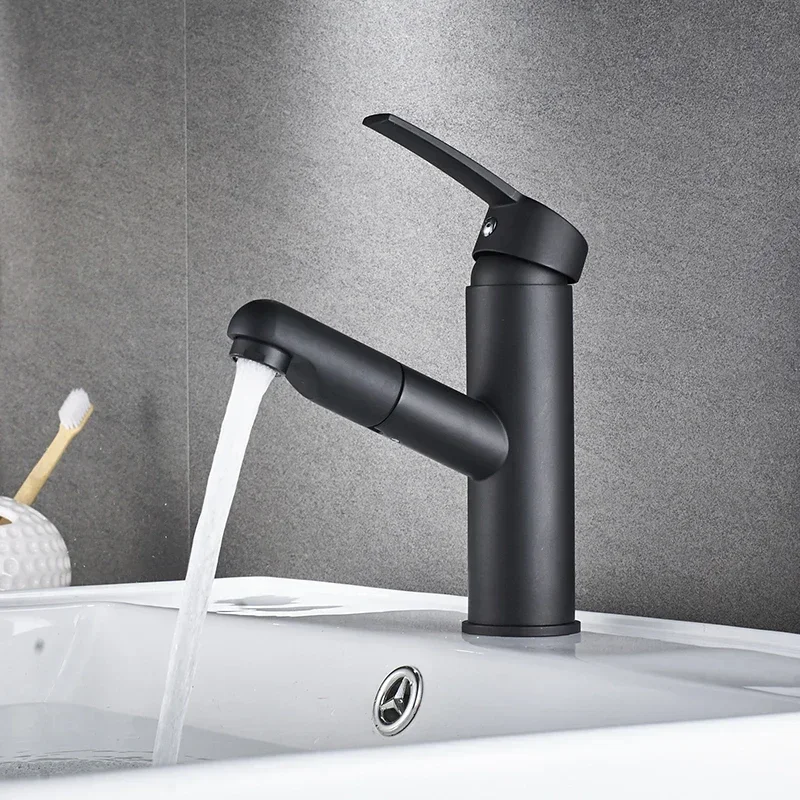 The New Pull-out Faucet Is Suitable for Kitchen and Bathroom Stainless Steel Chrome Cold and Hot Faucets for Easy Installation
