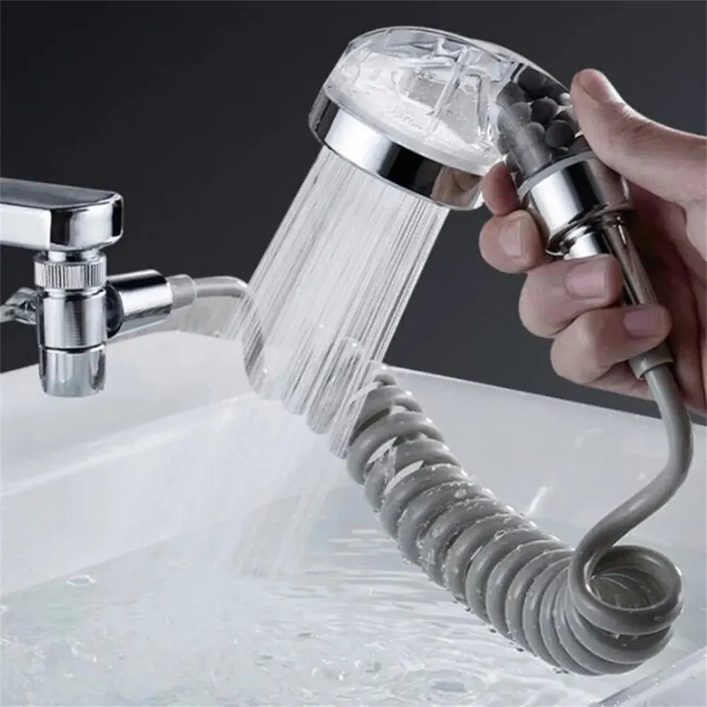 4 Pcs/set Washbasin Faucet External Shower Head Set Pressurized Filter Head Extension Shower Set Handheld Faucet For Bathroom