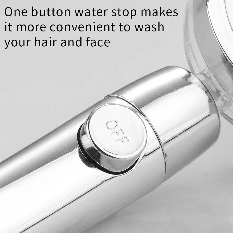Shower Head Water Saving Flow 360 Degrees Rotating with Turbine Small Fan Rain High Pressure Spray Nozzle Bathroom Accessories