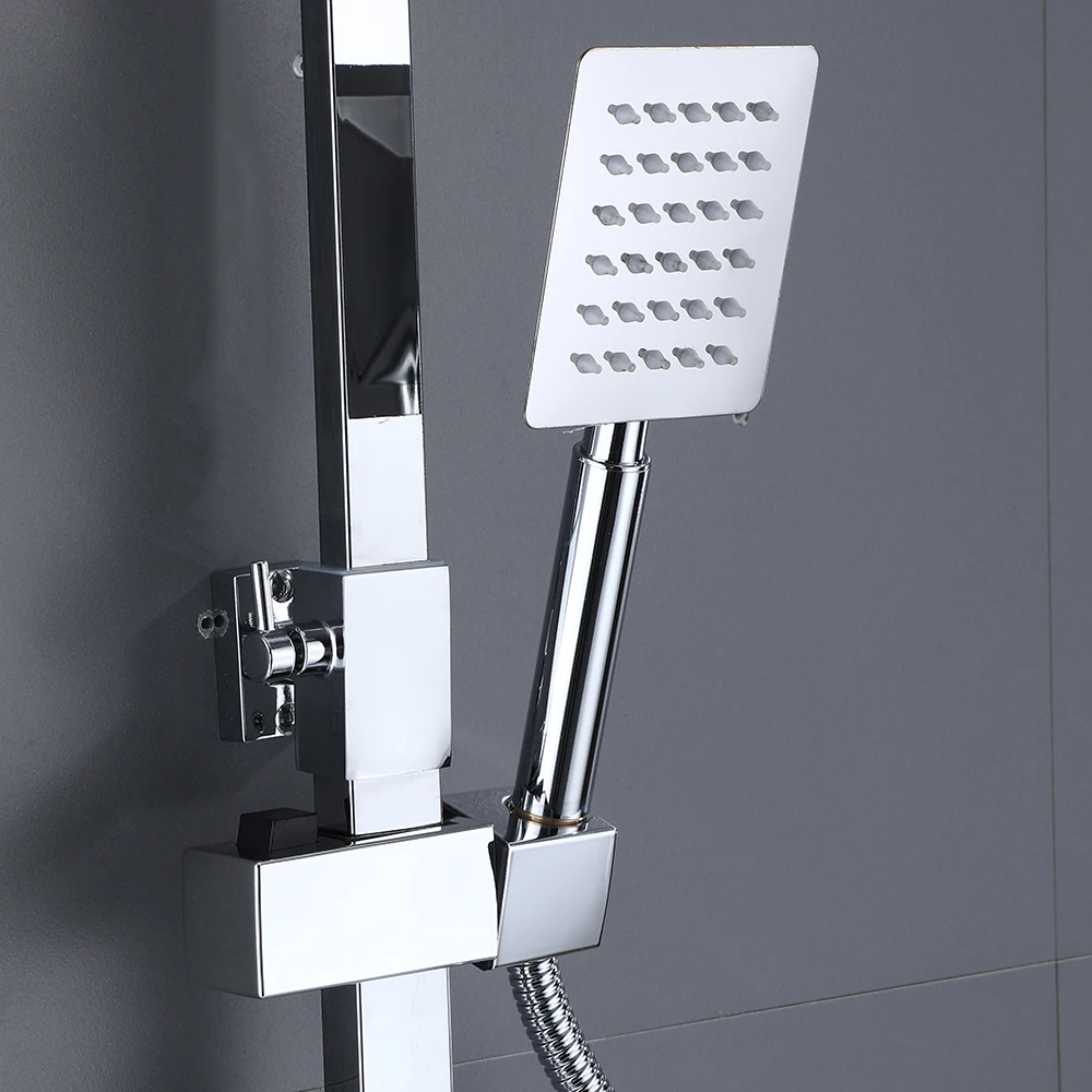 Stainless Steel Shower Faucet Set Rainfall High Quality Metal Bathtub  Mixer Tap 4-way With Bidet and Bathroom Shelf