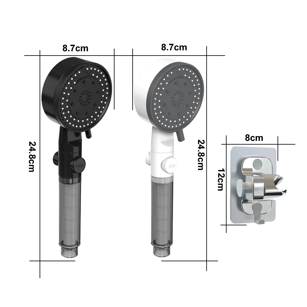 10 Spray Modes Filtered Shower Head High-Pressure Handheld Water Saving Fall Resistance Bathroom Nozzle