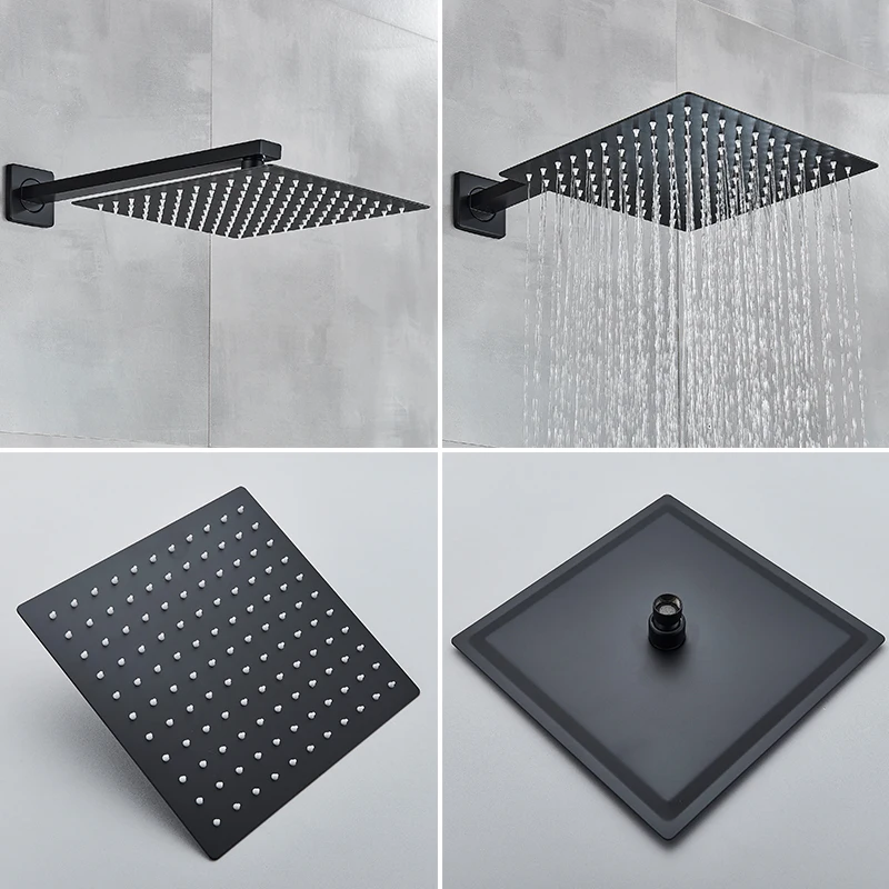 Shower Faucets Set Wall Mounted Rainfall Shower System Concealed Embedded Box Waterfall Bathroom Mixer Tap