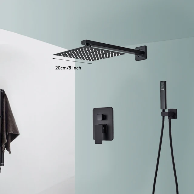 Shower Faucets Set Wall Mounted Rainfall Shower System Concealed Embedded Box Waterfall Bathroom Mixer Tap