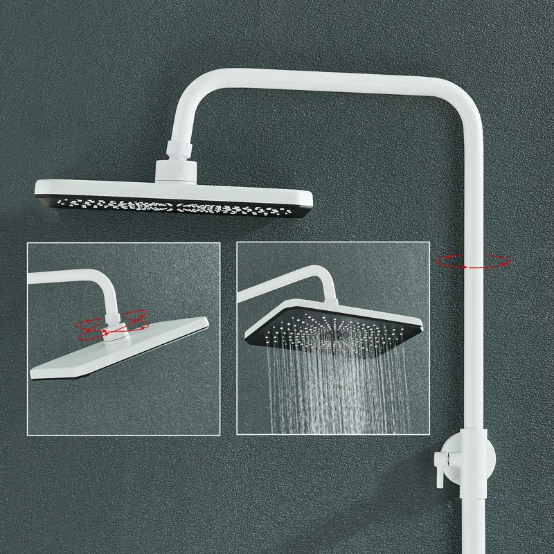 White Black Shower Faucet Set Digital Display Screen Rainfall Piano Bath Cold Hot Water Mixer Bathroom Shower Systems