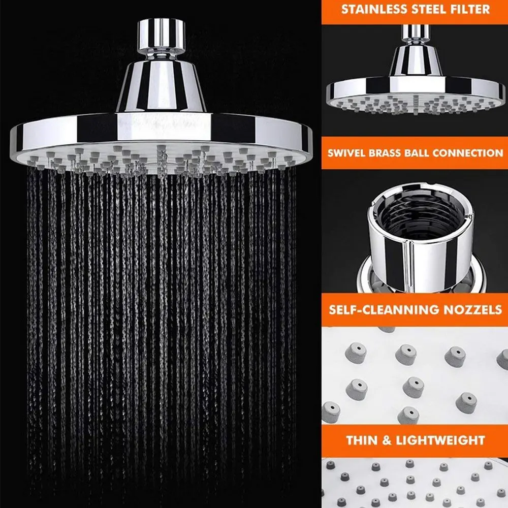 6-Inch Spray Rain Shower Head Faucet Pressure Head Shower Head Water Saving Filter Spray High Pressure Water Saving