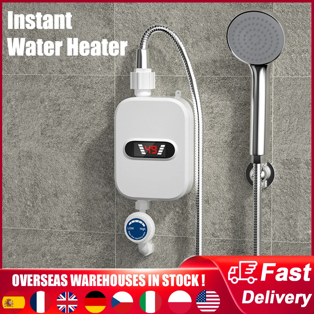 Tankless Water Heater Thermostatic Shower Head Set Temperature Adjustable Home Bathroom Waterproof Instant Water Heating Machine