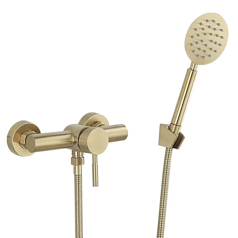 Tuqiu Bathroom Shower Faucet Set Wall Mounted Brushed Gold Shower Faucet, Bathroom Cold and Hot Bath and Shower Mixer Taps SS