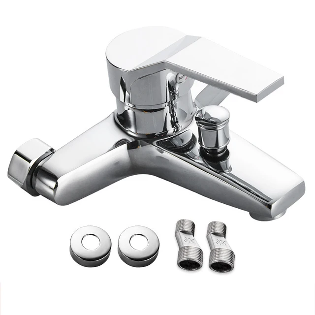 Black/Chrome Simple Bathtub Faucet Set Hot Cold Water Mixer Crane Bath Shower Faucet Tap Bathroom Faucet Set Shower Faucet Set