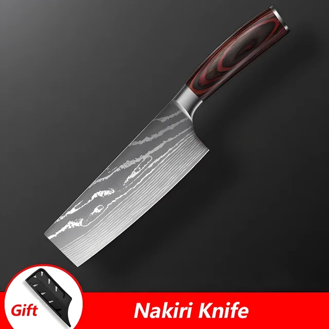 XTL High-hardness, stainless steel chef's knife, kitchen knife, damascus pattern, non-slip wooden handle