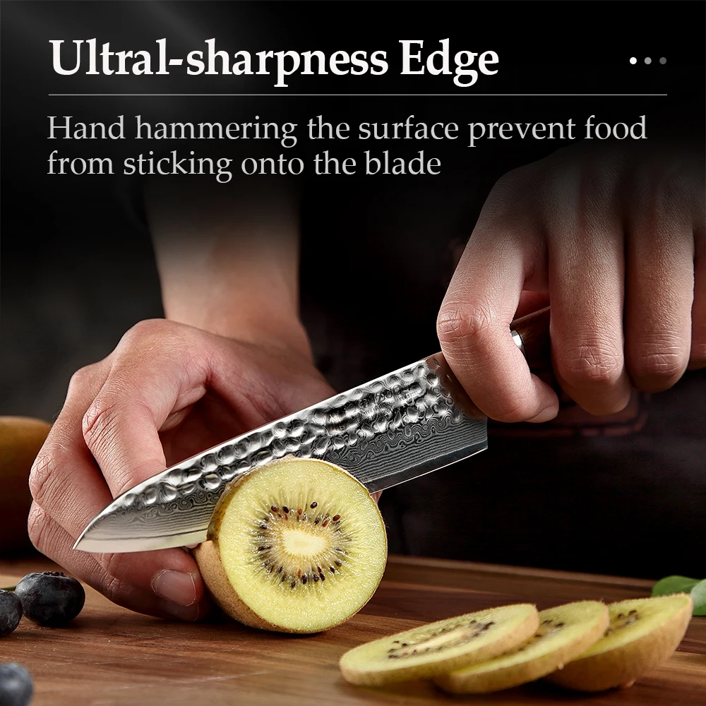 5" Utility Knife Damascus Steel Kitchen Knife Stainless Steel Chef Cleaver Peeler Fruit Meat Cleaver Knife