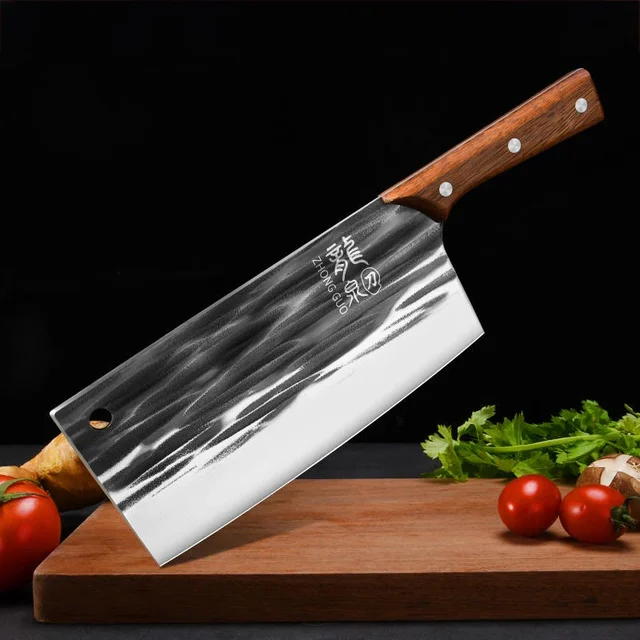 Longquan kitchen knife, household kitchen dual purpose knife, chef specific slicing knife, hand forged knife tool TB9195