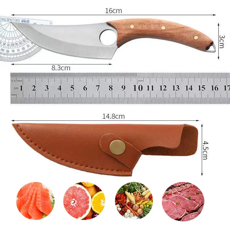 Boning Knife Handmade Forged Knife Kitchen Knife Stainless Steel Outdoor Hunting Knife Butcher Knife Camping Survival Outdoor