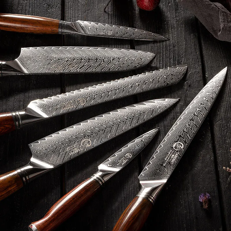 YARENH Kitchen Knife 73 Layers Japanese Damascus Stainless Steel Utility Paring Boning Cleaver Slicing Chef Knives Santoku Knife