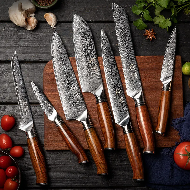 YARENH Kitchen Knife 73 Layers Japanese Damascus Stainless Steel Utility Paring Boning Cleaver Slicing Chef Knives Santoku Knife