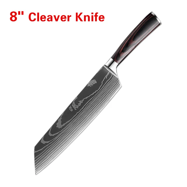 Professional Kitchen Knives Slicing Bread Fruit Fish BBQ Butcher Boning Knife Chef Cleaver Meat Wood Handle Japanese Knife Set
