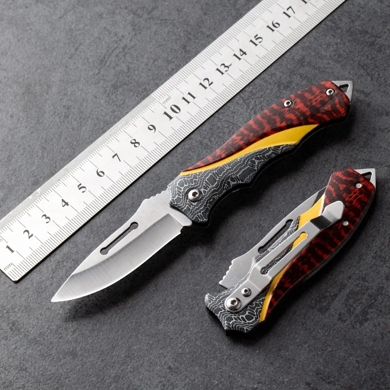 Fruit Knife Folding Pocket Knife Stainless Steel Kitchen Knife Outdoor Survival Knife with Non-slip Portable Camping Knife