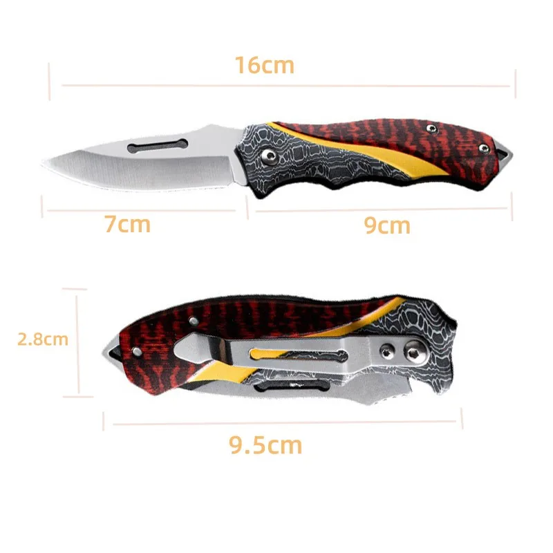 Fruit Knife Folding Pocket Knife Stainless Steel Kitchen Knife Outdoor Survival Knife with Non-slip Portable Camping Knife