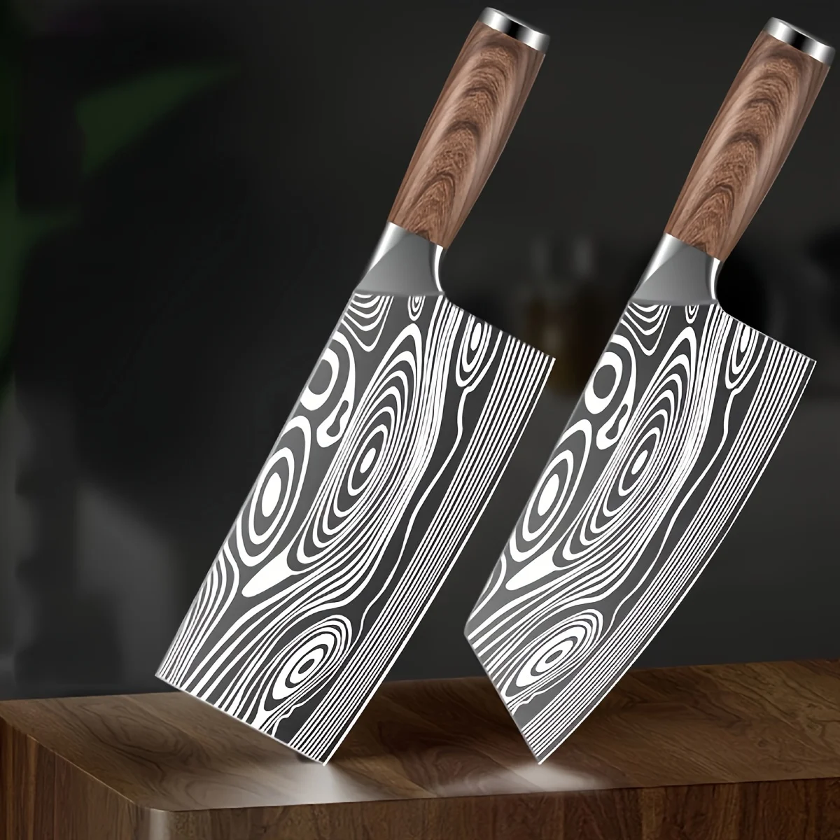 Damascus Pattern Slicing Knife Set Professional Chef Used Chinese Kitchen Knife Sharp Durable Vegetable Meat Cutting Knife And C