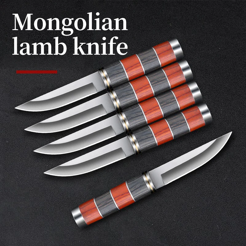 Mongolian High hardness mutton knife for meat cutting, Mongolian hand meat knife, Roasted whole lamb steak knife