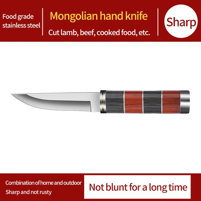 Mongolian High hardness mutton knife for meat cutting, Mongolian hand meat knife, Roasted whole lamb steak knife