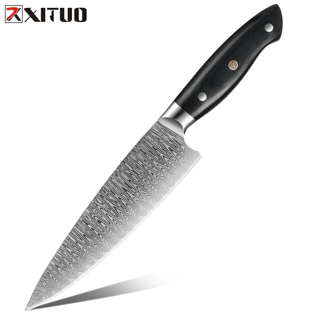 Stainless Steel Kitchen Knives Set 1-8pcs 5CR15 440C Laser Damascus Japanese Santoku Cleaver Slicing Utility Chef KnifePro