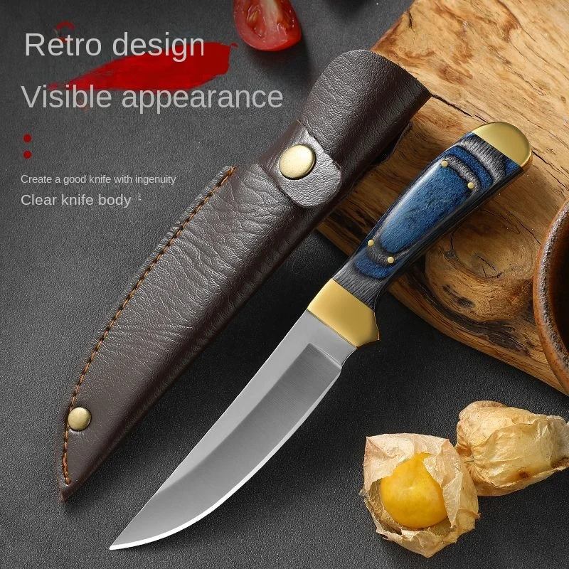 1pc Stainless steel fruit and vegetable knife Portable EDC pocket cutting sharp kitchen sliced knife of Wooden handle