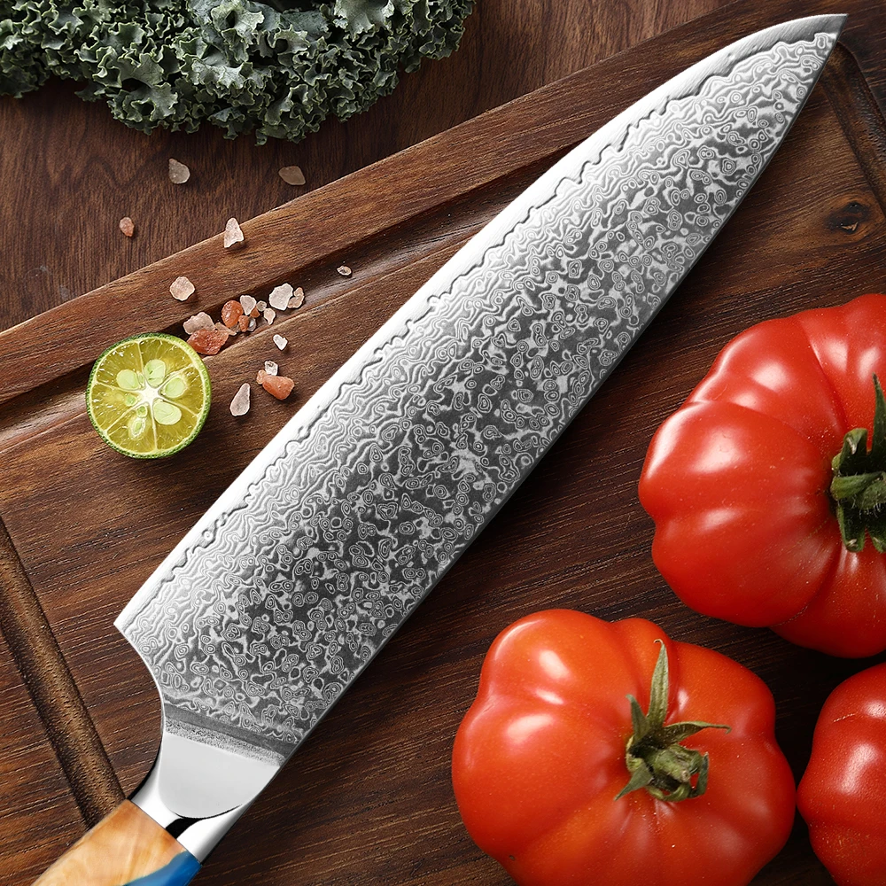 Steel Chef Knife Set Sharp Kitchen Knife Set VG10 Core Cooking Knife include Chef Santoku Bread Utility Paring Knife