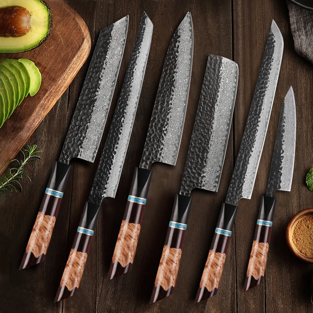 Hand Forged Kitchen Knives Steel VG10 Chef Knife Japanese Kiritsuke Nakiri Utility Slicing Sushi Sashimi Knife