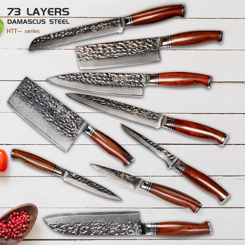 Kitchen Knife 73 Layers Japanese Damascus Steel Utility Chef Knife High Carbon Stainless Steel Professional Cooking Tools