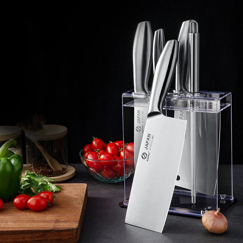 Knife Set for Kitchen Chef Cutting Cutting Tool Block Set Stainless Steel Blade Cleaver Scissors