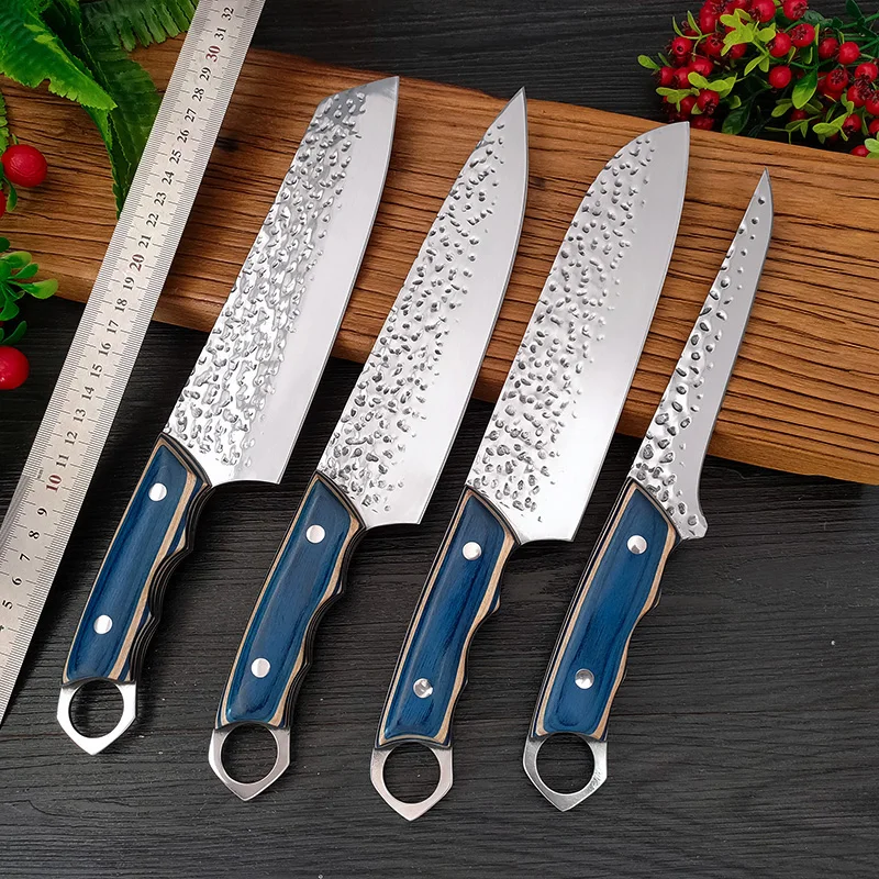 Kitchen Knives Set Stainless Steel 5CR15 Japanese Santoku Cleaver Meat Fish Slicing Knife Handmade Boning Utility Chef Knife Set