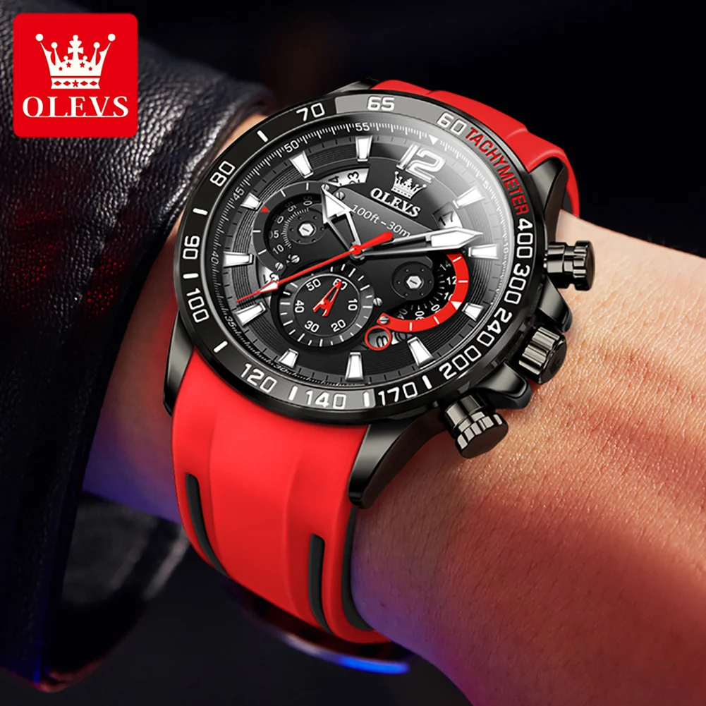 Men's Quartz Watch Original Rubber Fashion Waterproof Strap Timing Calendar Display Screen Design Sports Watch