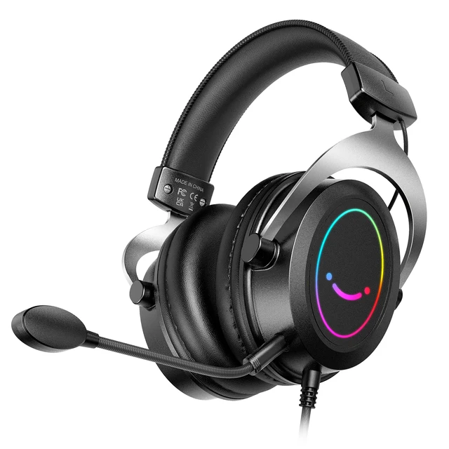 Gaming Headphone with Dynamic RGB/MIC/In-line control Ultra-Soft Memory Foam Ear Pads PC PS4 PS5 Xbox Laptops -H3