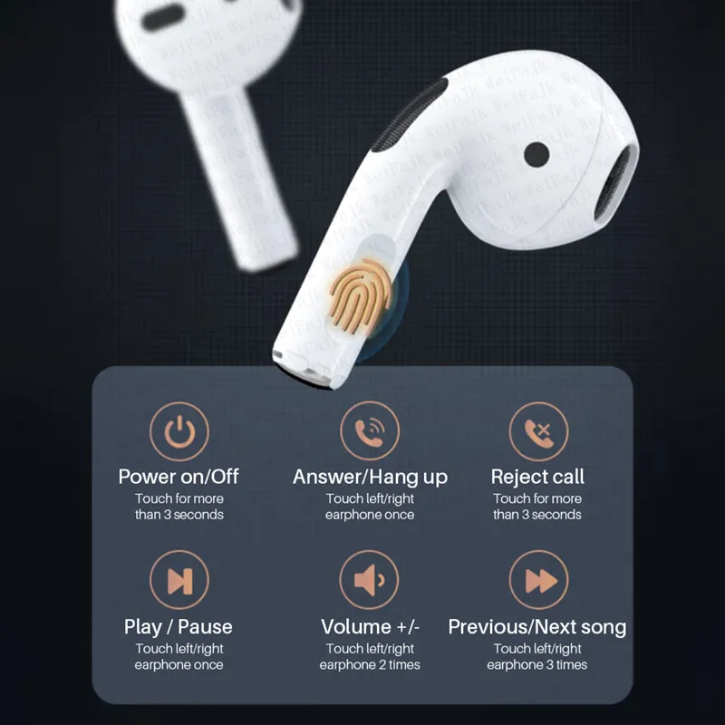 Original Air Pro 6 TWS Wireless Headphones Bluetooth Earphones In Ear Earbuds Earpod Sports Gamer Pods Headset For Apple iPhone