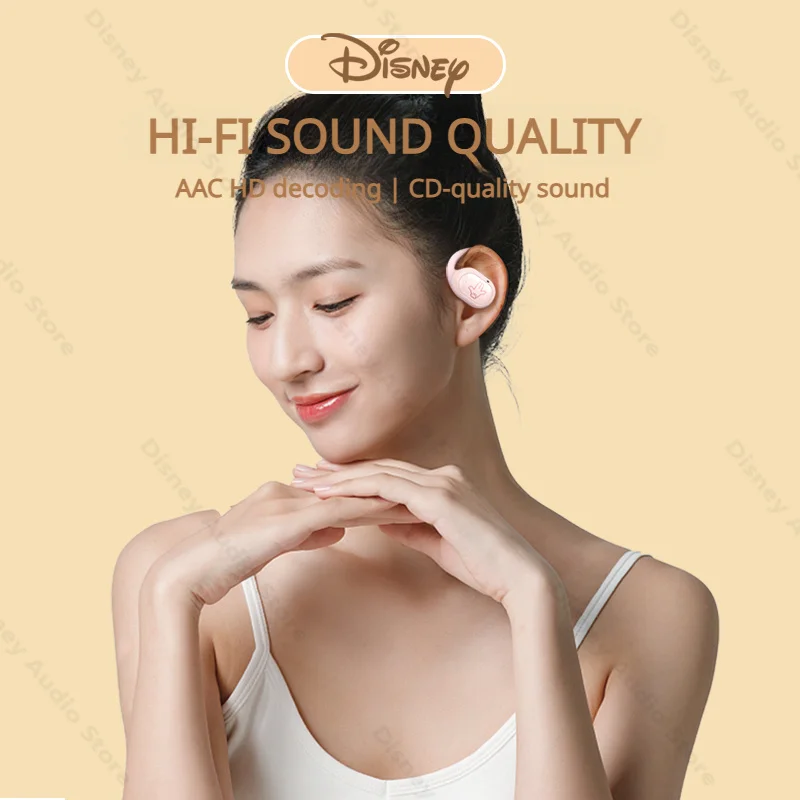 Disney OWS Wireless Bluetooth 5.3 Headphones Mickey Minnie On Ear Earphone HiFi Stereo Low Latency Gaming Sports EarHooks 300mah